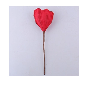 Detail shot of red sequin artificial flower stem for Christmas tree decoration