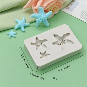 Starfish shaped silicone mold with 3 cavities for DIY baking cakes and handmade soap