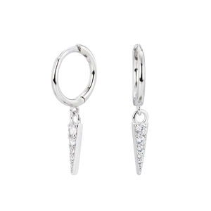 S925 sterling silver hoop earrings with sparkling cubic zirconia triangle charms