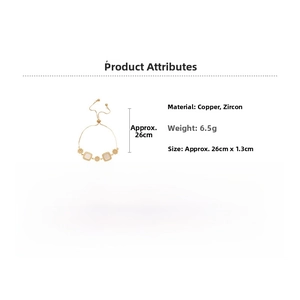 Vue détaillée du bracelet plaqué or 18 carats avec zircone et curseur réglable