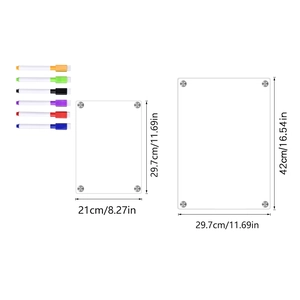 Size comparison for acrylic magnetic calendars with 6 dry erase markers and metal mounts