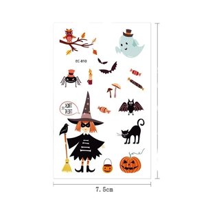 Waterproof Halloween temporary tattoos featuring cute pumpkin ghosts and witches for kids