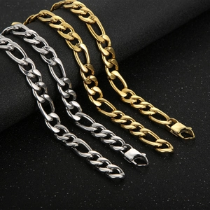 Stainless Steel Figaro Chain Necklace Hip Hop Rock Cuban Link Jewelry For Men Fashion Polished