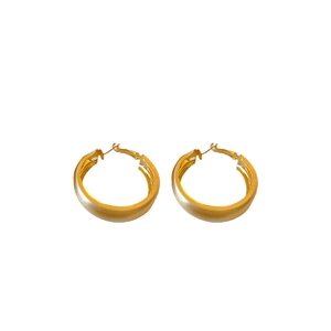 Minimalist gold-plated brushed metal C-shaped hoop earrings for a modern look