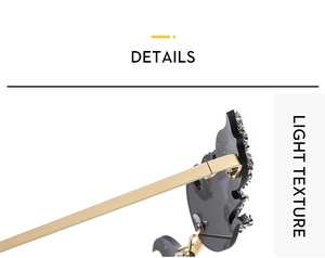 Close-up of gold metal temple and luxury rhinestone detail on flame sunglasses