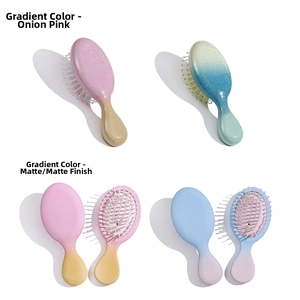 Mini portable hairbrushes with gradient glitter and matte finishes for scalp massage