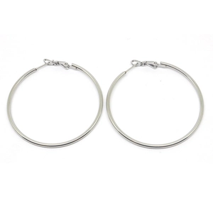 Minimalist silver polished stainless steel hoop earrings for women with latch back closure