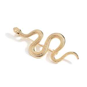 Golden snake brooch with intricate scale patterns and sparkling diamond accents for women