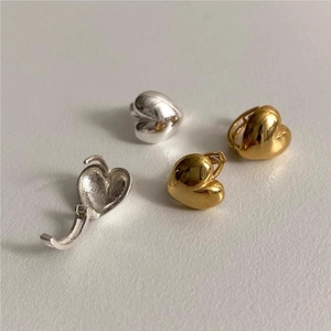 Heart Shaped Clicker Hoop Earrings 925 Sterling Silver Minimalist Polished Geometric Jewelry For Women Girls
