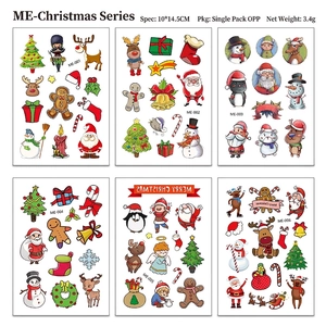 Detail view of 6 sheets showing Christmas nativity and holiday temporary tattoo designs