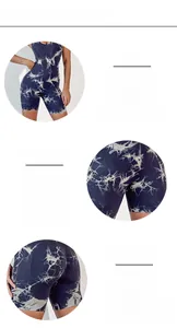 Dettagli della tuta yoga tie-dye con cavallo rinforzato e linea modellante glutei