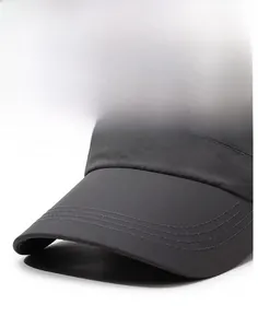 Detail of grey sun hat brim with four reinforced parallel stitching for durability