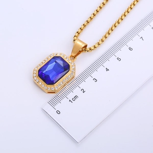 Detailed scale measurement showing 18k gold plated blue gemstone pendant size