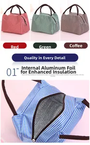 Oxford fabric lunch bag detail showing aluminum foil lining for thermal insulation