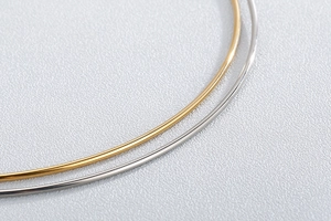 Macro detail of high-quality gold and silver minimalist metal neck wire textures