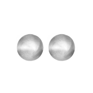Frosted brushed silver spherical ball stud earrings in a minimalist retro design