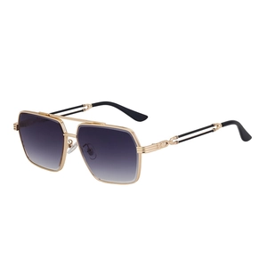 Vintage gold pilot sunglasses with gradient purple lenses for men's fashion and sun protection