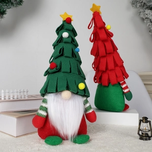 Gnomi di Natale in peluche con cappelli rossi e verdi per decorazioni festive casa