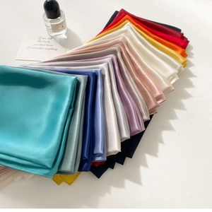 Elegant multi-color silk-satin square scarves for women in various vibrant colors