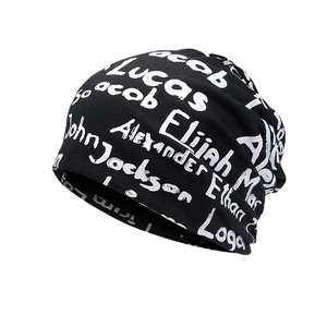 Slouchy Beanie Hat Thin Breathable Knitted Music Rock Star Print Hip Hop Streetwear Men Women