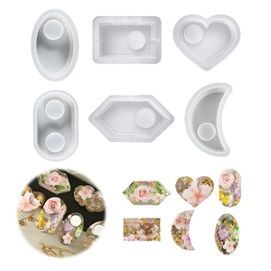 Ensemble de six moules en silicone géométriques pour résine DIY et bougies fleuries