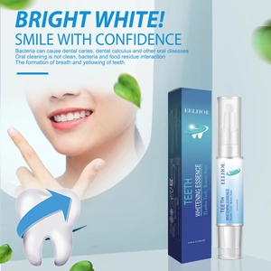 Detail of 4ml teeth whitening pen kit showing applicator and serum for stain removal