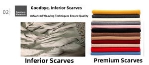 Detailed comparison of soft solid cashmere-feel scarf texture and multiple color options