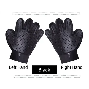 Pair of 180 needle black pet grooming gloves for efficient hair removal and massage