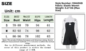 Tableau des tailles détaillé pour robe bustier plissée sexy, mesures S, M, L