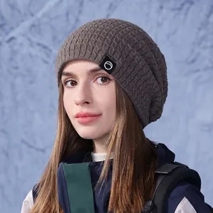 Bonnet en tricot d'hiver avec protection d'oreilles et doublure polaire pour le plein air