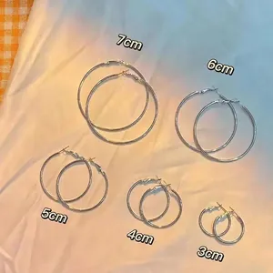 Fashion Alloy Hoop Earrings Simple Oversized Minimalist Polished Jewelry For Women