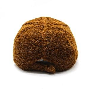 Deep brown warm teddy fleece baseball cap for women with high-quality plush texture