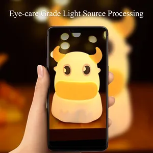 Cute calf silicone night light with warm eye-protection LED glow for bedroom
