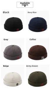 Collection of six cotton docker caps featuring nautical ship wheel embroidery details