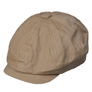 Classic khaki newsboy cap in twill cotton fabric with British retro eight-panel design