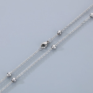 Minimalist silver stainless steel bead chain necklace with lobster clasp for women