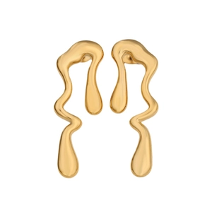 Boucles d'oreilles gouttes irrégulières en or au design moderne abstrait de métal liquide