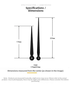 Detail view of model 1060 clock hands measuring 175mm and 223mm in length