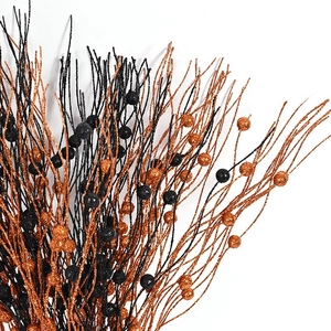 Halloween glitter dragon whisker branch in orange and black for festive party decoration