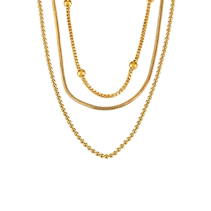 Minimalist Gold Plated Titanium Steel Necklace For Women Geometric Snake Bead Box Chain Elegant Jewelry Accessory