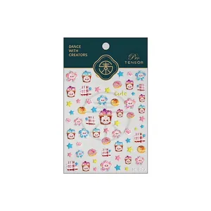3D embossed cartoon nail stickers with M-857 cute star and donut patterns