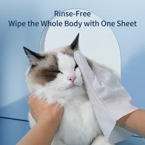 Waterless pet cleaning gloves for cats and dogs, disposable soft fiber wipes for full body