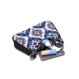 Aztec bohemian crossbody bag interior capacity with metal zipper and chain detail