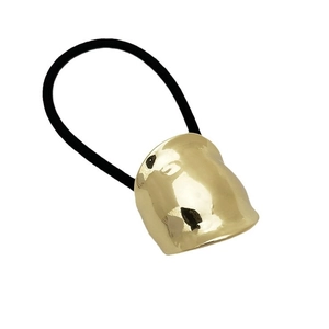 Minimalist elastic ponytail holder with a glossy irregular gold alloy geometric ring
