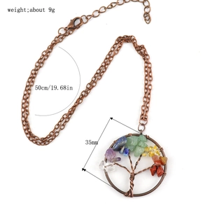 Detail shot of antique copper Tree of Life necklace showing 35mm pendant and 50cm chain
