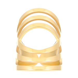 Chic 18K gold plated stainless steel hollow oval ring with multilayer cage design
