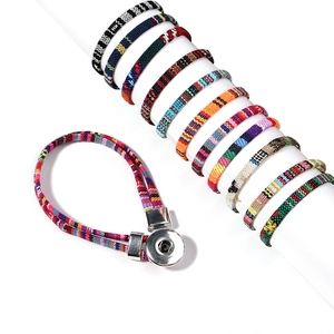 Braided ethnic cotton cord bracelets with metal clasp in various colorful patterns
