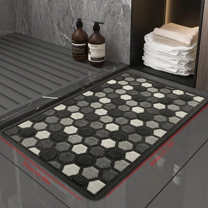 Detail of 50x80cm absorbent diatom mud mat with gray honeycomb geometric pattern