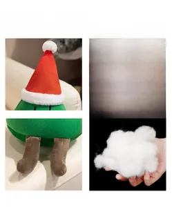 Detail view of plush Christmas tree toy showing soft fabric, embroidery, and PP cotton filling