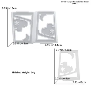 Detailed dimension guide for Christmas snowflake and sled silicone candle holder mold set